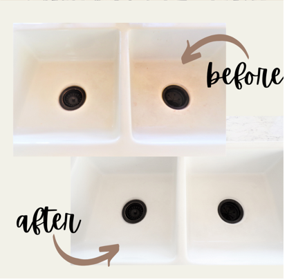 before and after of white farmhouse sink