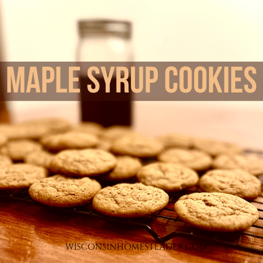 Maple syrup cookies without sugar sit on a table with maple syrup in the background