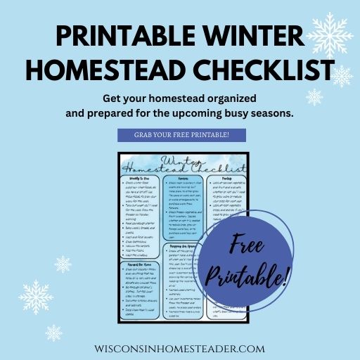 printable winter homestead checklist graphic
