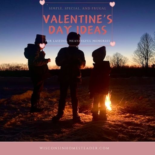 Children stand around a fire as a frugal Valentine's Day idea